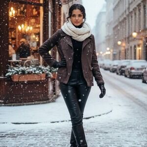 CAbi Women's Chocolate Brown/Olive Utility Jacket Side Zip Povkets Size L